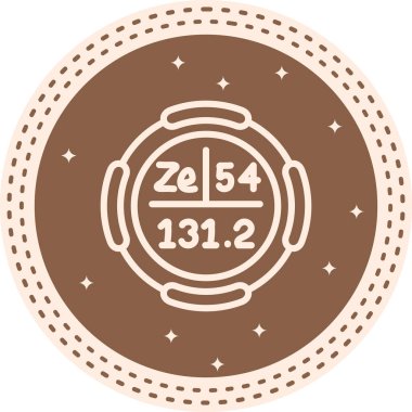 Ksenon sembolü, periyodik tablonun kimyasal elementi, vektör simgesi