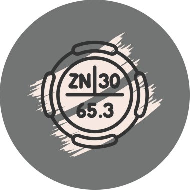 Çinko sembolü, periyodik tablonun kimyasal elementi, vektör simgesi