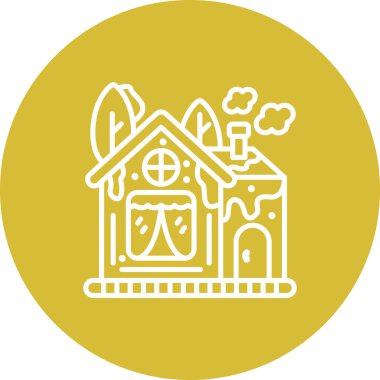 Kış Evi Eşsiz Düz Dijital Tasarım Nesnesi