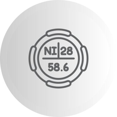 Nikel sembolü, periyodik tablonun kimyasal elementi, vektör simgesi