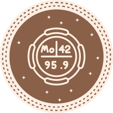 Molybdenum sembolü, periyodik tablonun kimyasal elementi, vektör simgesi