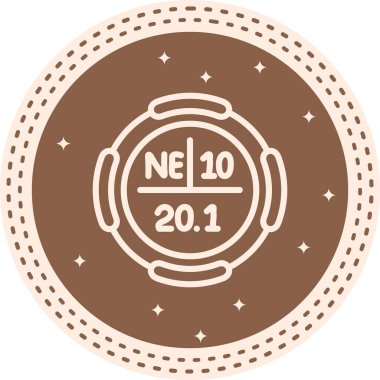 Neon sembolü, periyodik tablonun kimyasal elementi, vektör simgesi