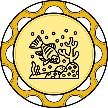 Beyaz üzerine izole edilmiş bir Japon balığının özet tabanlı simgesi