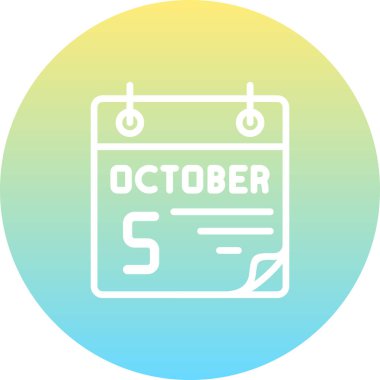 5 Ekim takvim simgesi, vektör illüstrasyonu           