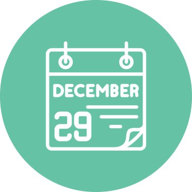 29 Aralık takvim simgesi, basit biçim vektör illüstrasyonu           