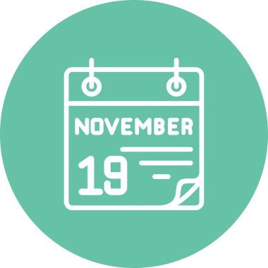19 Kasım takvim simgesi, vektör illüstrasyonu           