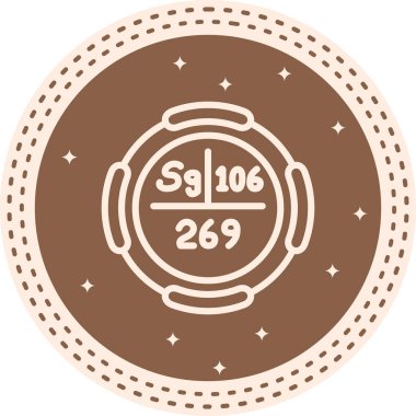 Seaborgium sembolü, periyodik tablonun kimyasal elementi, vektör simgesi