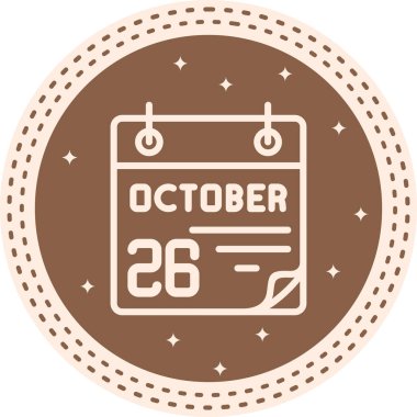 26 Ekim takvim simgesi, vektör illüstrasyonu                