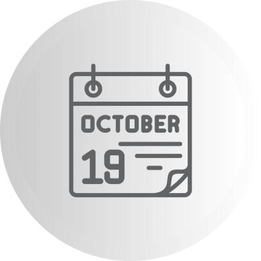 19 Ekim takvim simgesi, vektör illüstrasyonu                