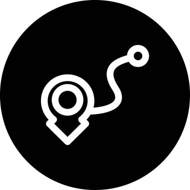 Dairesel varış noktasına giden kıvrımlı yolu olan konum iğnesi işaretleyicisi. Uygulama için uygun simge.