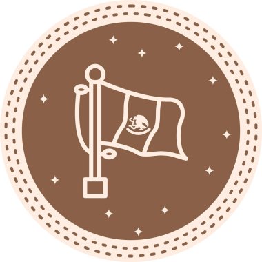 Beyaz düğme ya da küre eğimli arkaplanda merkezi amblemi olan bir bayrak direğinde bayraktır.