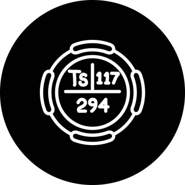 Tennesin sembolü, periyodik tablonun kimyasal elementi, vektör simgesi