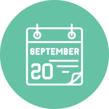 20 Eylül takvim simgesi, vektör illüstrasyonu          