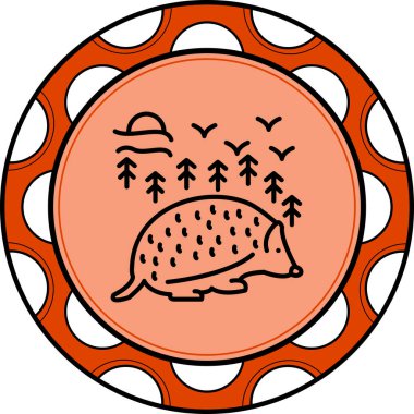 Kirpi simgesi vektör illüstrasyon tasarımı