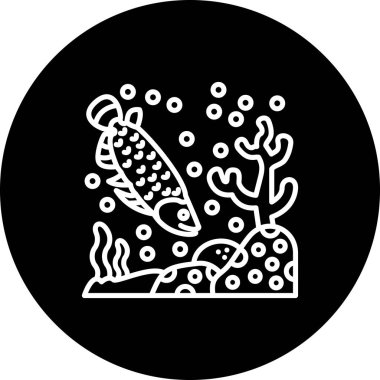 Asya Arowana web simgesi, vektör illüstrasyonu