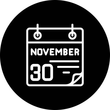 30 Kasım takvim simgesi, vektör illüstrasyonu           