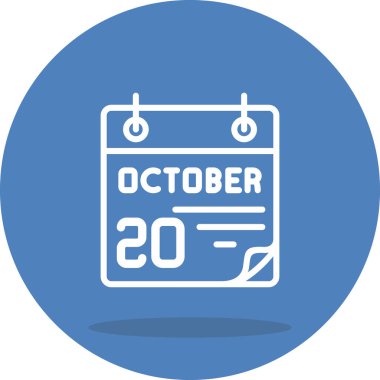 20 Ekim takvim simgesi, vektör illüstrasyonu                