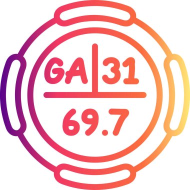 Galyum sembolü, periyodik tablonun kimyasal elementi, vektör simgesi