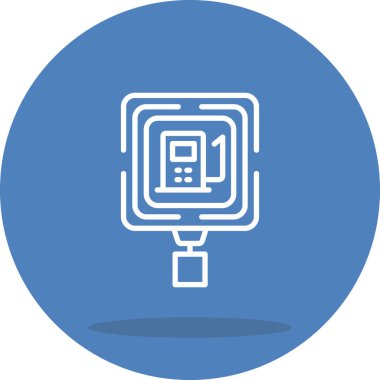 Benzin İstasyonu Yüksek Çözünürlüklü Düz Tasarım Sembolü