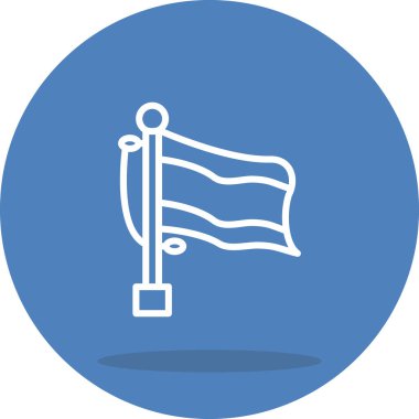 Lüksemburg bayrağını bayrak direğinde sallamak dairesel bir arkaplan üzerinde, desenli fırça darbesi etkisi ve gölge etkisi ile.