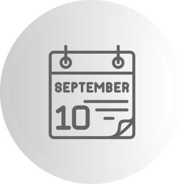 10 Eylül takvim simgesi, vektör illüstrasyonu          