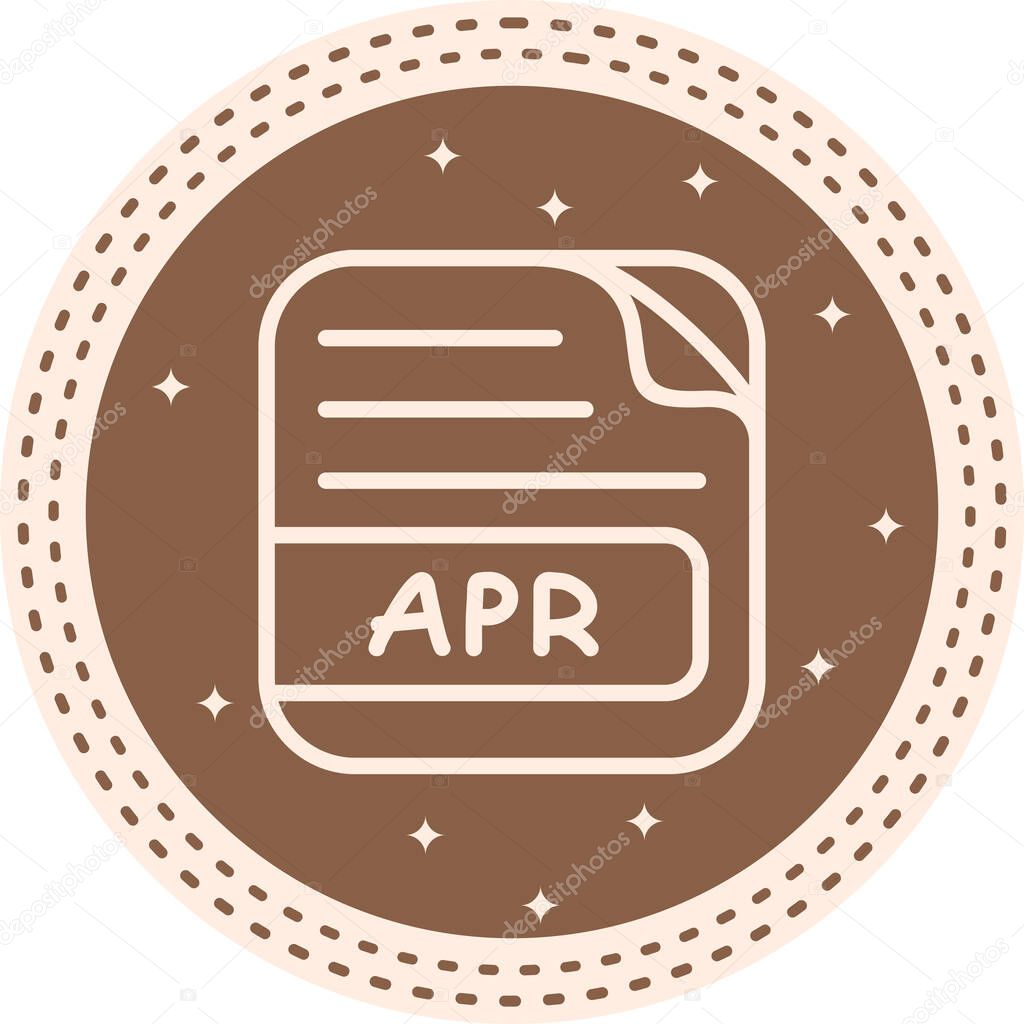 Brown circular badge featuring apr File Line dotted Circles