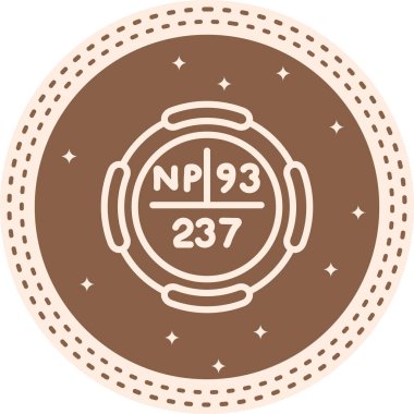 Neptünyum sembolü, periyodik tablonun kimyasal elementi, vektör simgesi