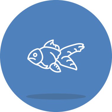 Basit bir çizim, suda yüzen tek bir Japon balığını resmediyor.