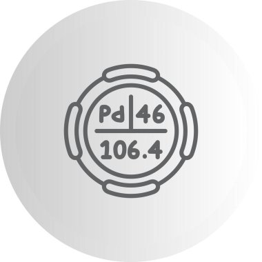 Paladyum sembolü, periyodik tablonun kimyasal elementi, vektör simgesi