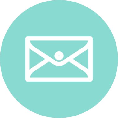 Dairesel mühürlü kapalı zarfın renkli çizgi çizimi.