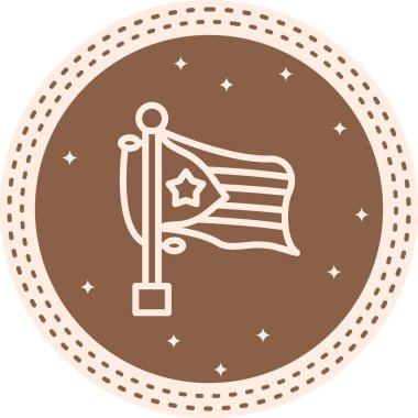 Dairesel bir arkaplana karşı bayrak direğinde Küba bayrağı sallamak