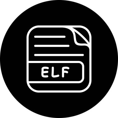 Elf Dosya simgesinin siyah beyaz çizimi