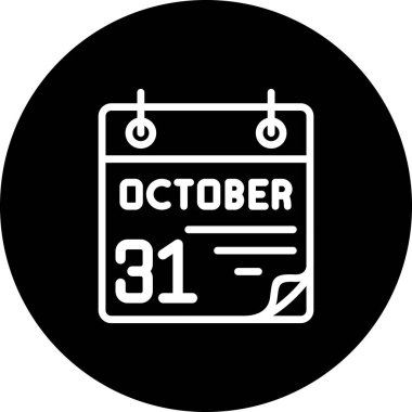 31 Ekim takvim simgesi, vektör illüstrasyonu                
