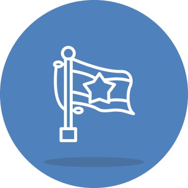 Myanmar bayrağını bayrak direğinde dairesel bir arkaplana sallamak