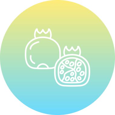 İki nar, biri taçlı, biri yarıya bölünmüş. Birçok iç tohumu ortaya çıkarıyor.