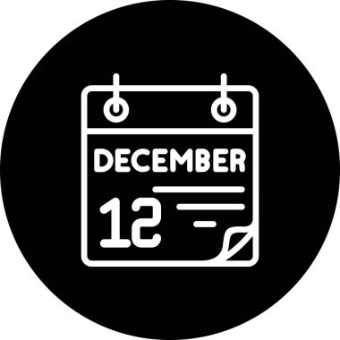 12 Aralık takvim simgesi, basit biçim vektör illüstrasyonu           