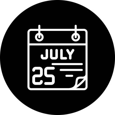 25 Temmuz takvim simgesi tasarımı, vektör illüstrasyonu            