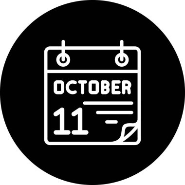 11 Ekim takvim simgesi, vektör illüstrasyonu                