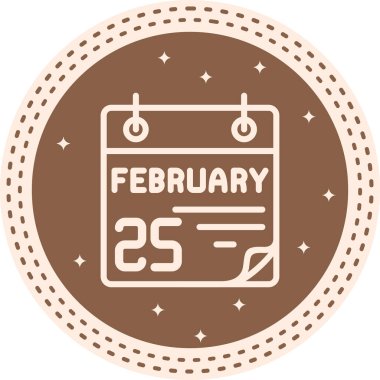 25 Şubat Yüksek Çözünürlüklü Düz Tasarım Sembolü