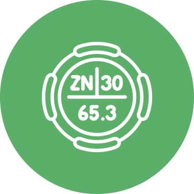 Çinko sembolü, periyodik tablonun kimyasal elementi, vektör simgesi