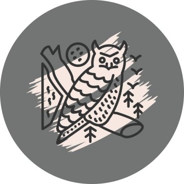 Büyük Boynuzlu Baykuş ikon vektör illüstrasyon tasarımı