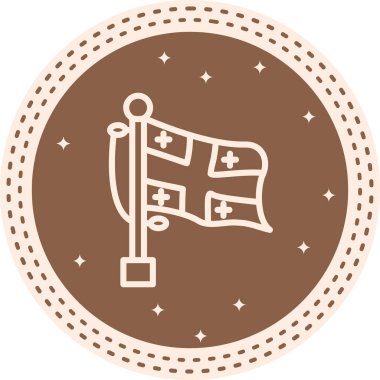 Gürcistan bayrağı, bayrak direğinde bir bayrak, orta büyüklükte bir haç ve her çeyrekte dört küçük haç gösteriliyor..