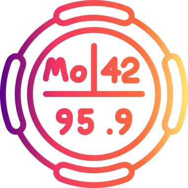 Molybdenum sembolü, periyodik tablonun kimyasal elementi, vektör simgesi