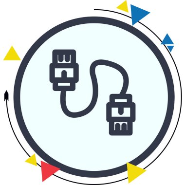 Ethernet kablo ağ ikonu vektör çizimi