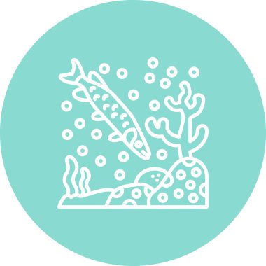 Muskellunge web simgesi, vektör illüstrasyonu