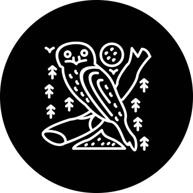 Tawny Frogmouth ikon vektör illüstrasyon tasarımı