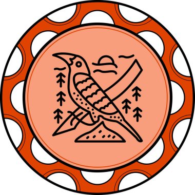 Chestnut başlıklı Oropendol ikon vektör illüstrasyon tasarımı