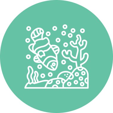 Beyaz arkaplanda küçük bir palyaço balığının çizgi tabanlı simgesi