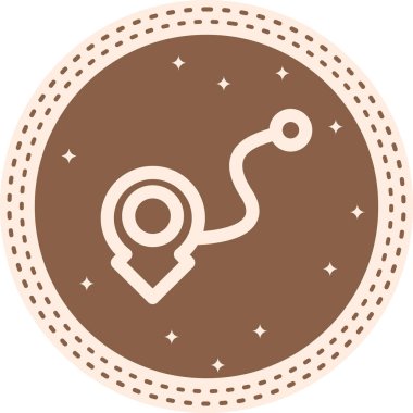 Dairesel varış noktasına giden kıvrımlı yolu olan konum iğnesi işaretleyicisi. Uygulama için uygun simge.