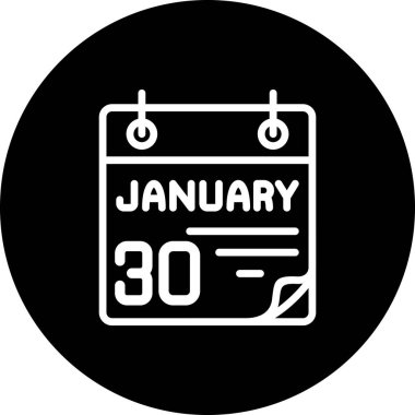 Takvim, 30 Ocak tarihini siyah arkaplan ile gösteriyor